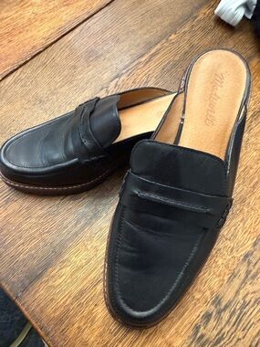 Madewell Black Chunky Leather Mule Clogs